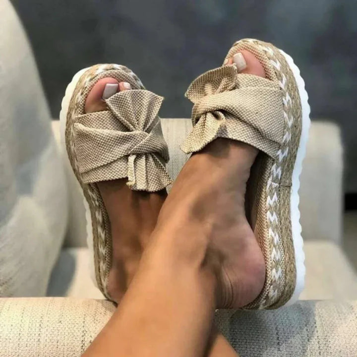 Fiona | Women’s Spring Bow Platform Slide Sandals