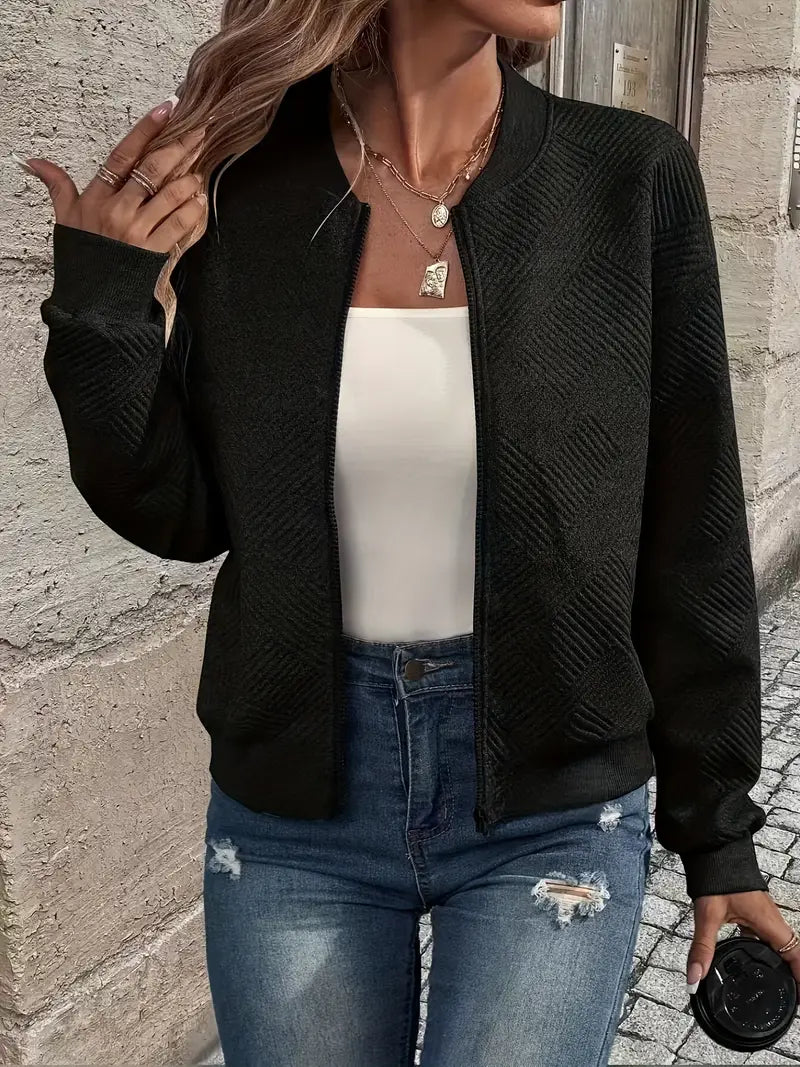 Hannah | Women’s Casual Pattern Front Zip Cardigan