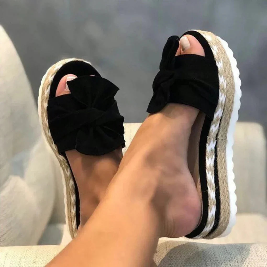 Fiona | Women’s Spring Bow Platform Slide Sandals