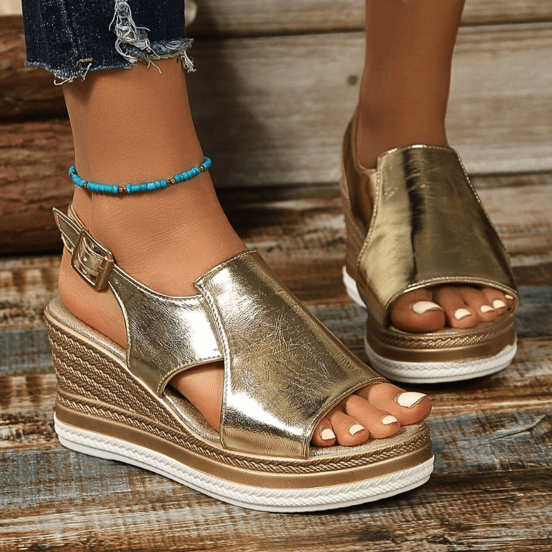 Hannah | Womens Metallic Platform Comfort Sandals
