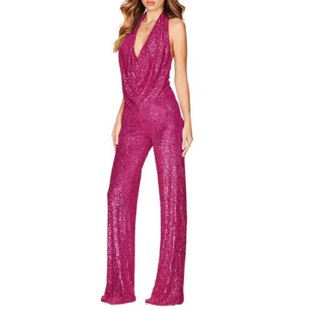 Rachel | Women Sequin Halter Neck Jumpsuit