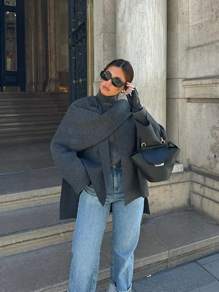 Paige | Women Elegant Draped Cape Coat