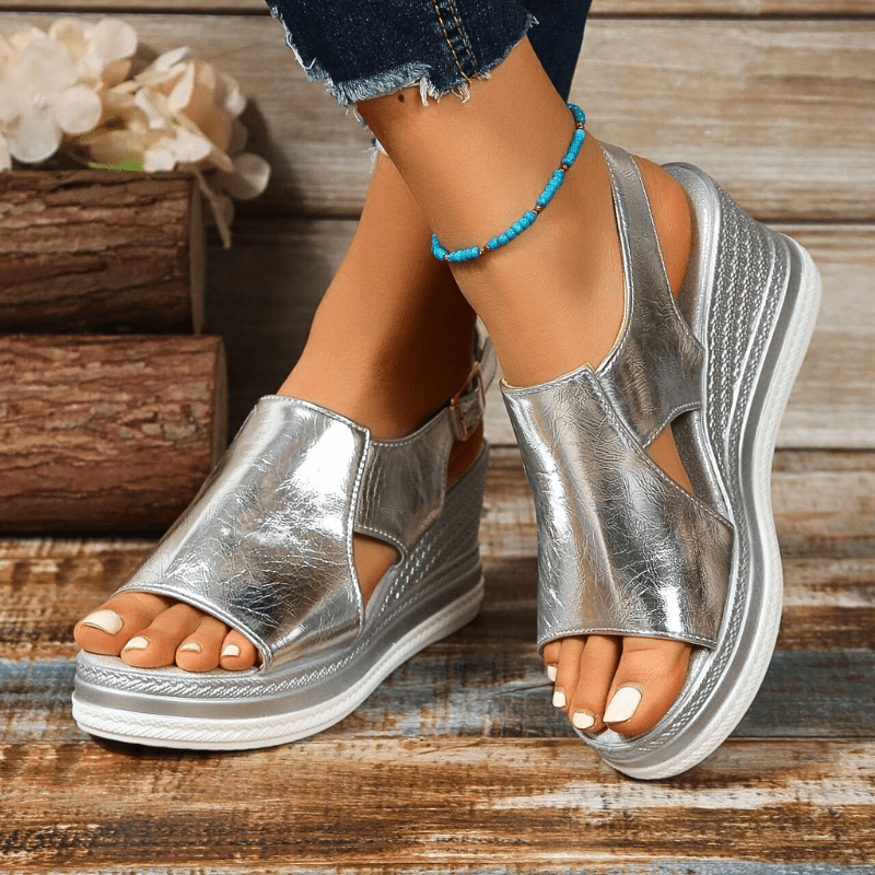 Hannah | Womens Metallic Platform Comfort Sandals