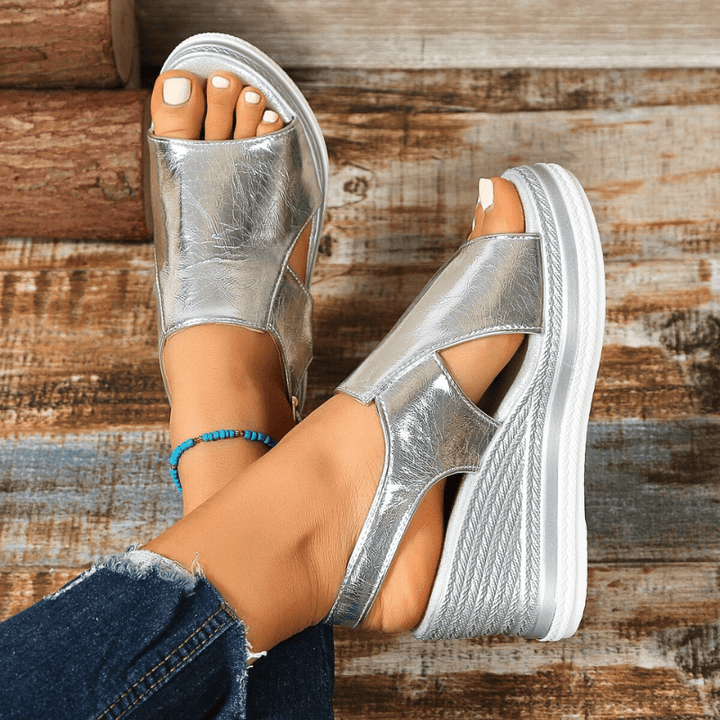 Hannah | Womens Metallic Platform Comfort Sandals