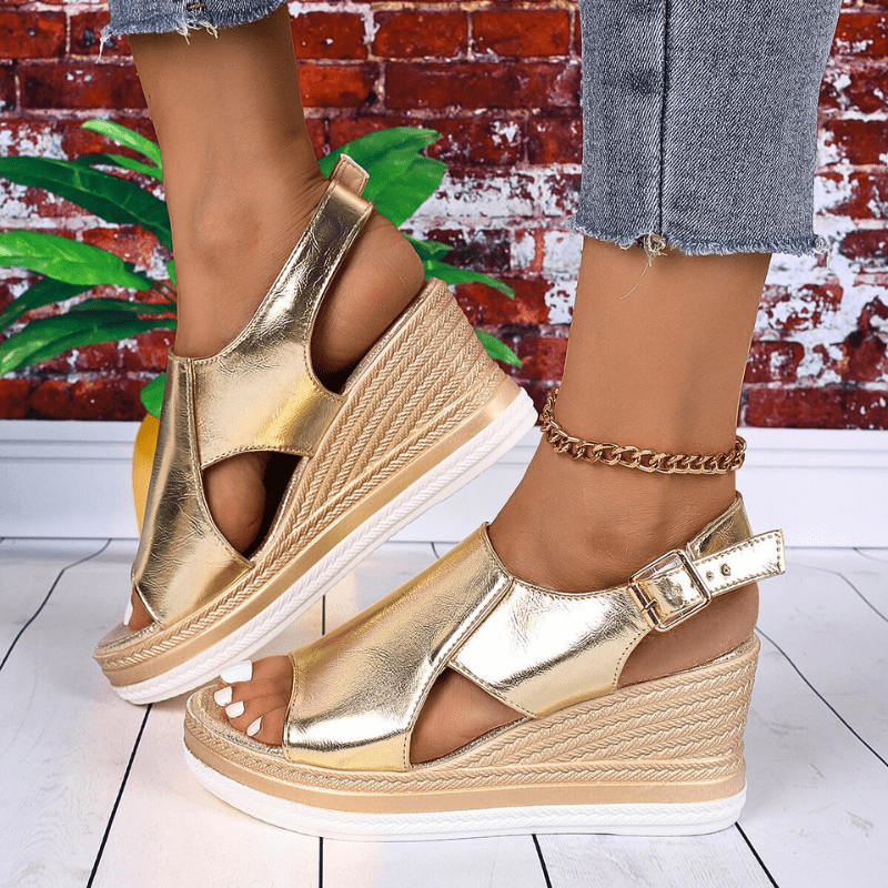 Hannah | Womens Metallic Platform Comfort Sandals