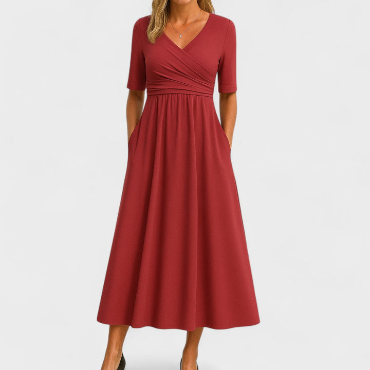 Ella | Womens V Neck Short Sleeve Maxi Dress