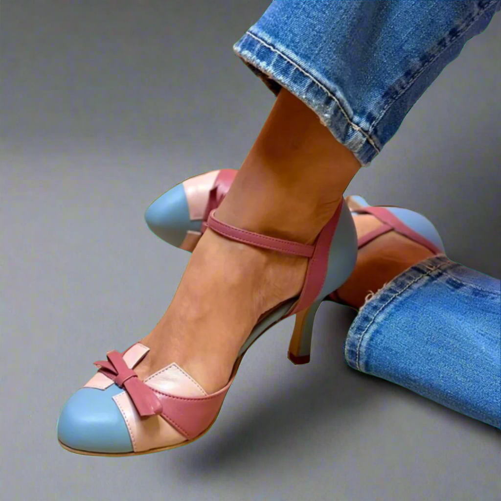 Daisy | Womens Bow Strap Closed Toe Heels