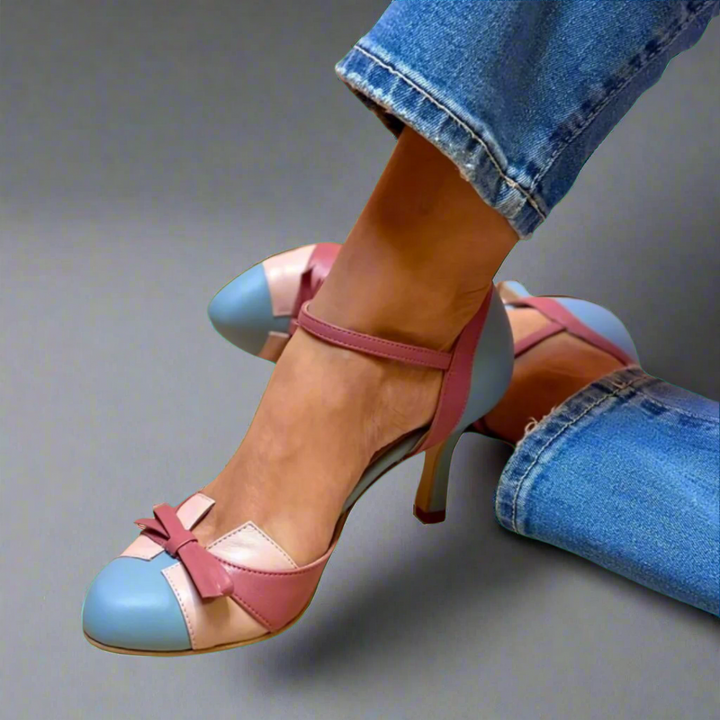 Daisy | Womens Bow Strap Closed Toe Heels