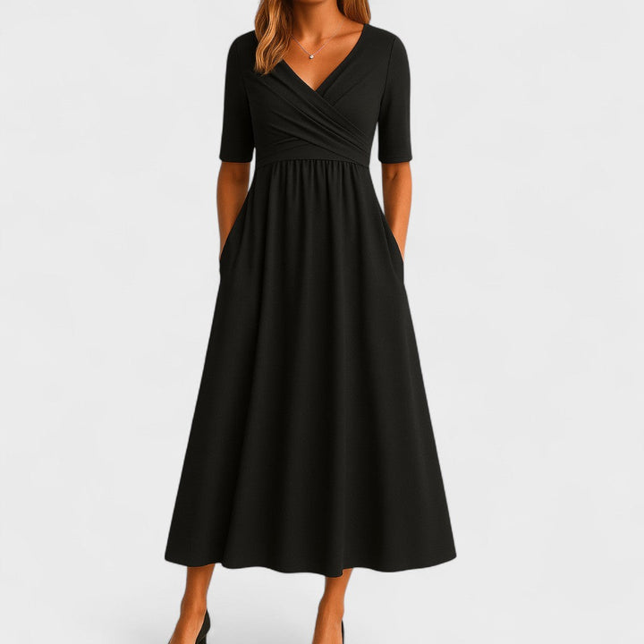 Ella | Womens V Neck Short Sleeve Maxi Dress