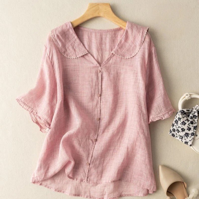 Eloise | Women’s Button Front Short Sleeve Top