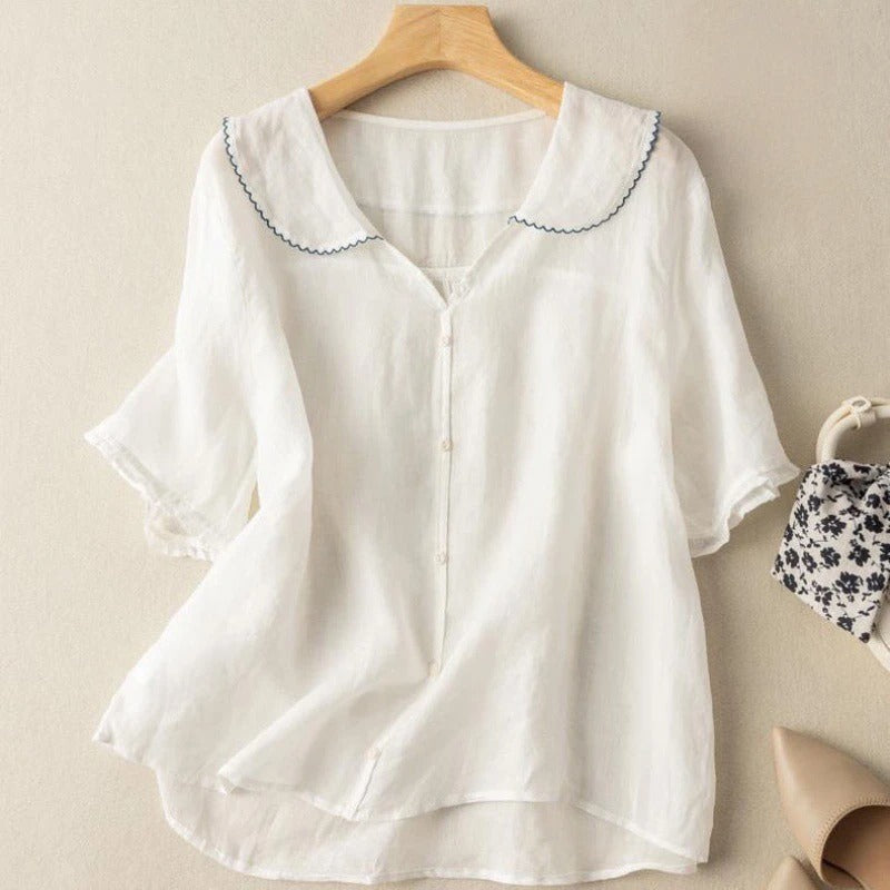 Eloise | Women’s Button Front Short Sleeve Top