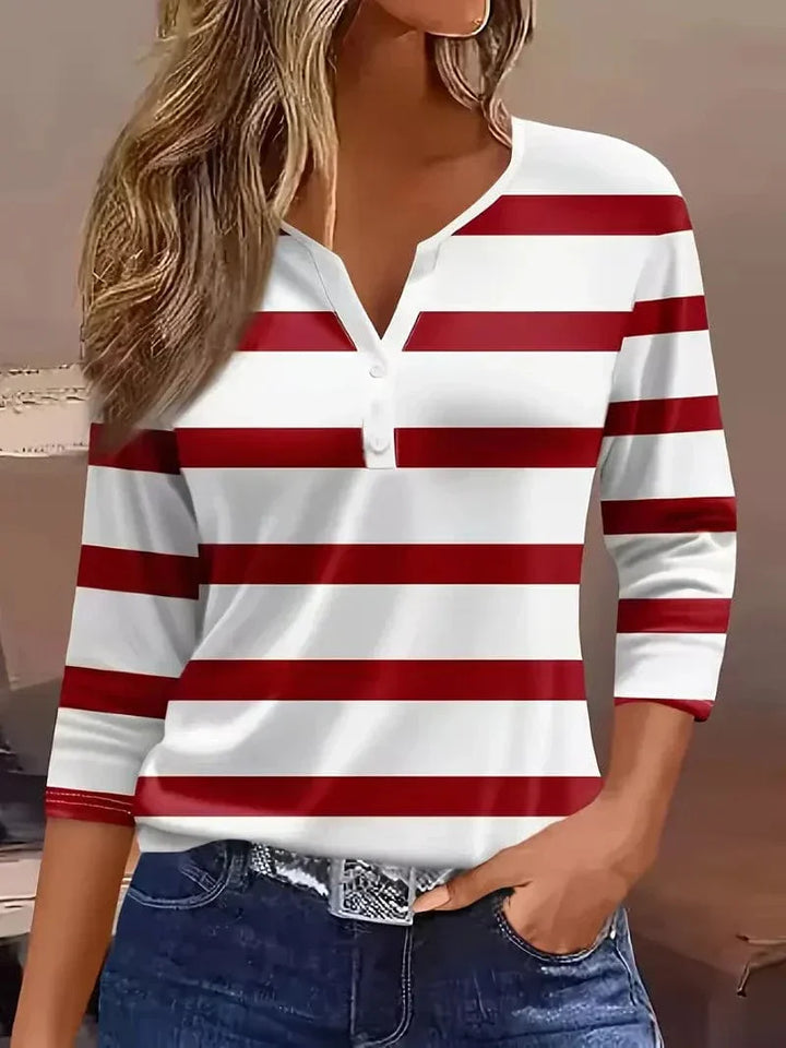 Camila™ | Striped V-Neck Top