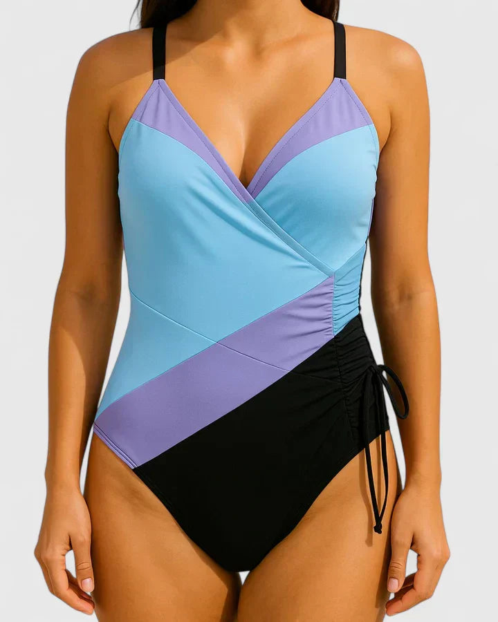 Ovrin | Women’s Striped Wrap-Front One-Piece Swimsuit