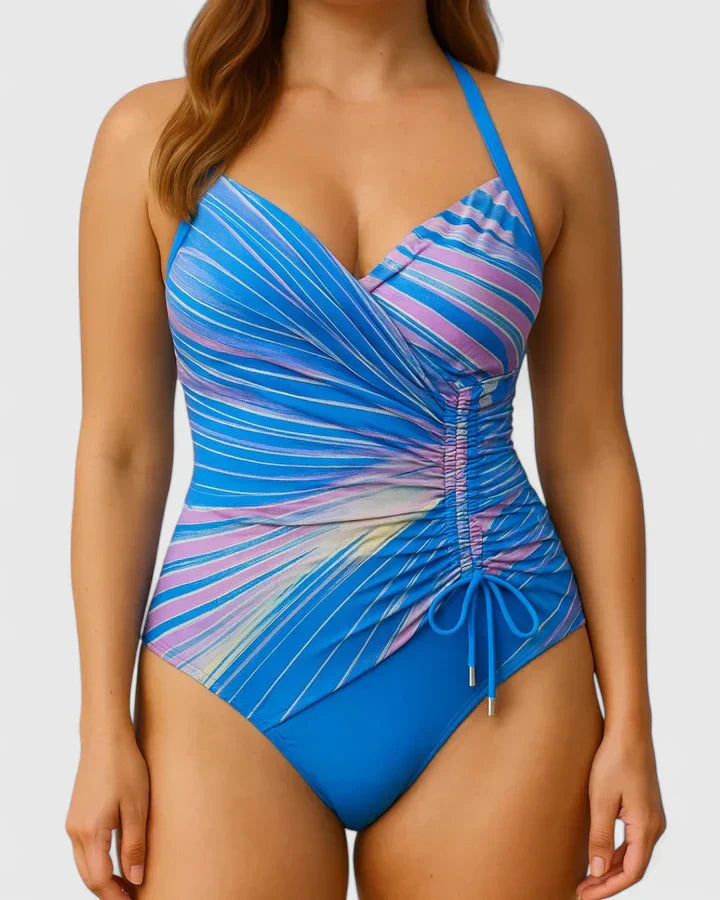 Ovrin | Women’s Striped Wrap-Front One-Piece Swimsuit