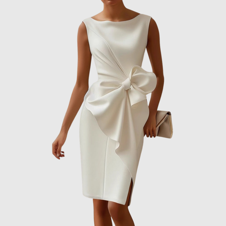 Olivia | Womens Elegant Bow Detail Midi Dress