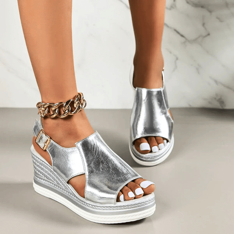 Hannah | Womens Metallic Platform Comfort Sandals