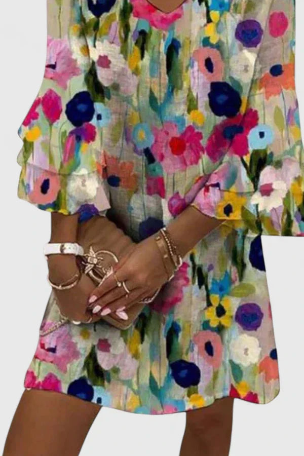 Chloe | Womens Floral V Neck Mini Dress