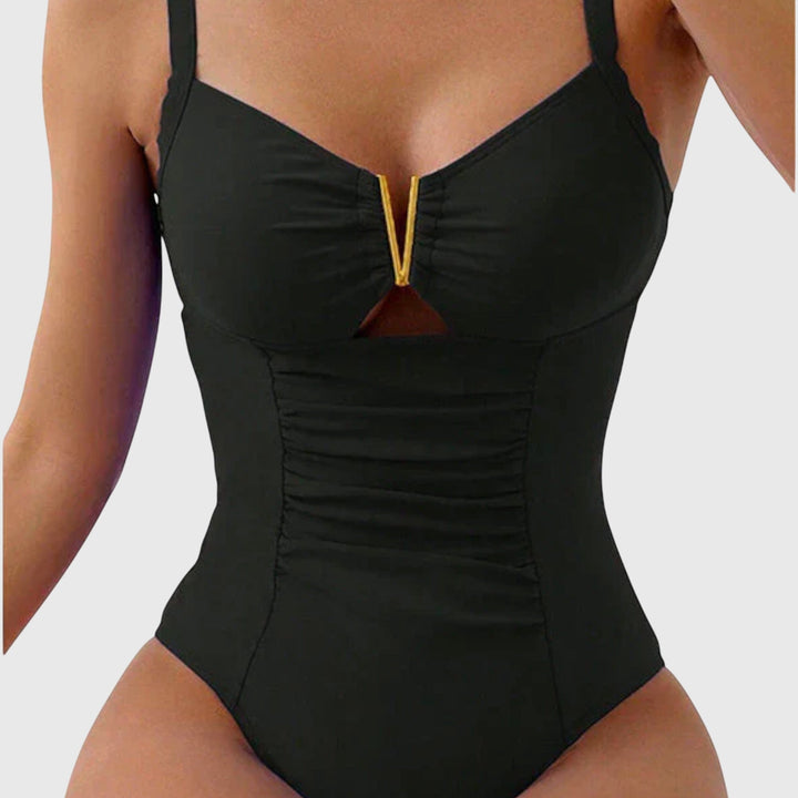 Katie | Women’s Ruched V-Neck One-Piece Swimsuit