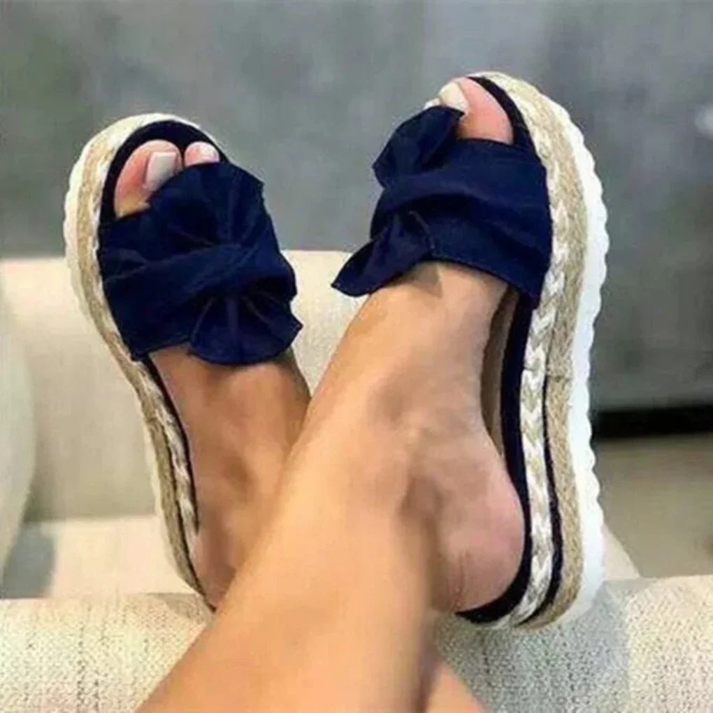 Fiona | Women’s Spring Bow Platform Slide Sandals