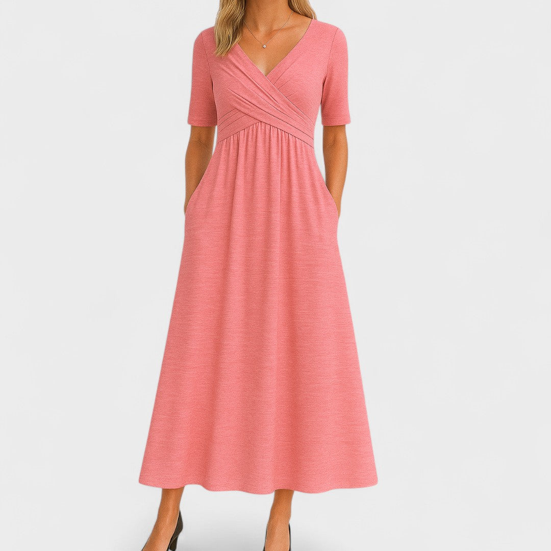 Ella | Womens V Neck Short Sleeve Maxi Dress