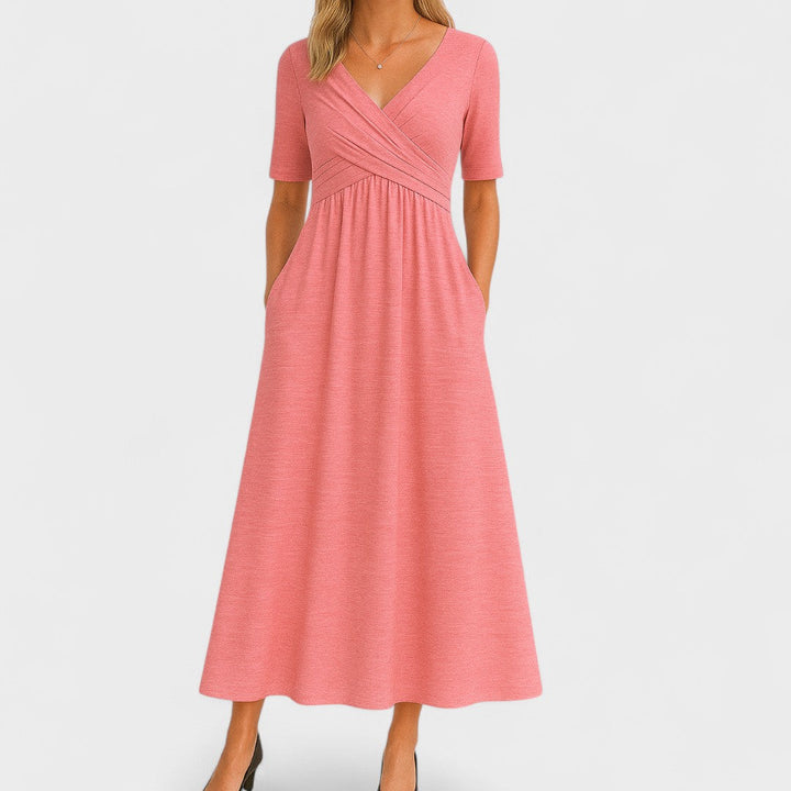 Ella | Womens V Neck Short Sleeve Maxi Dress