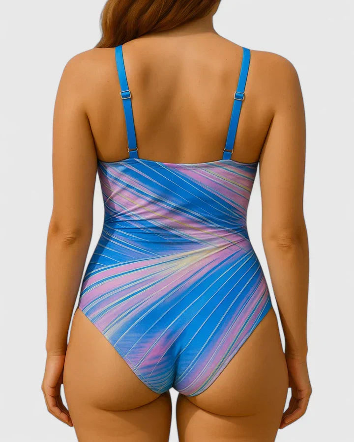 Ovrin | Women’s Striped Wrap-Front One-Piece Swimsuit