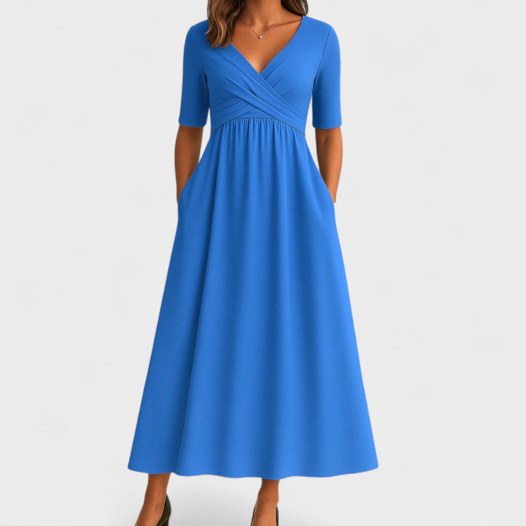 Ella | Womens V Neck Short Sleeve Maxi Dress
