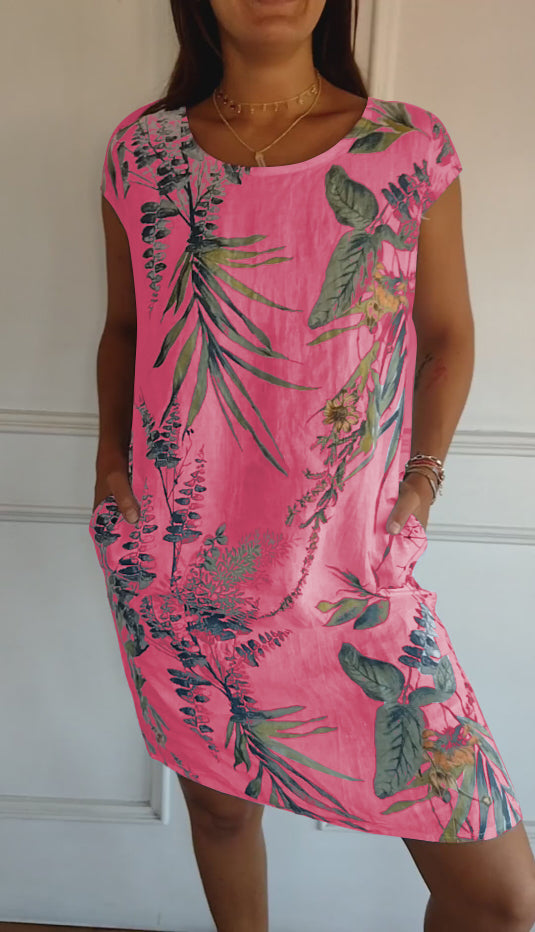 Jessica | Women Casual Leaf Print Summer Dress