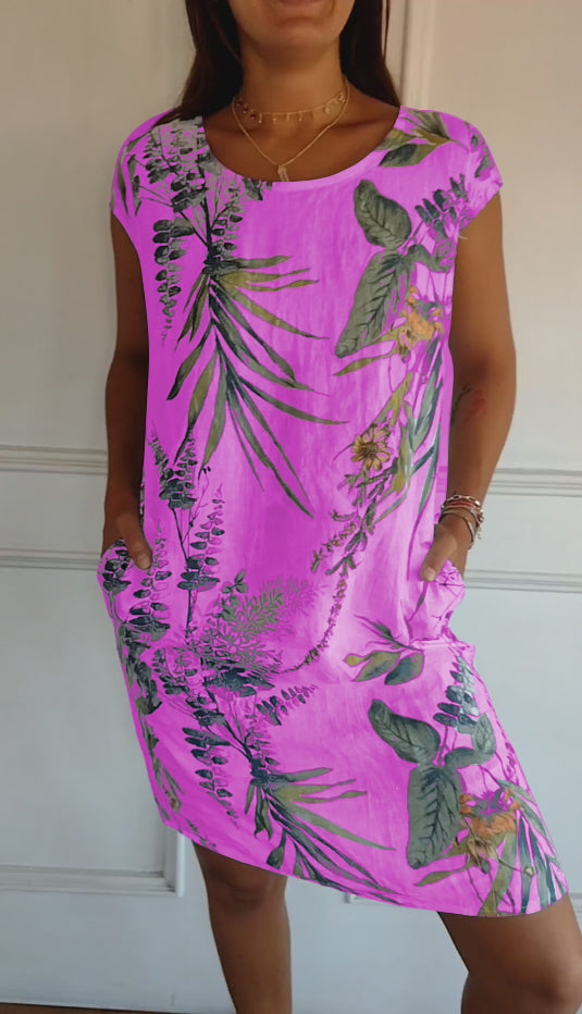 Jessica | Women Casual Leaf Print Summer Dress