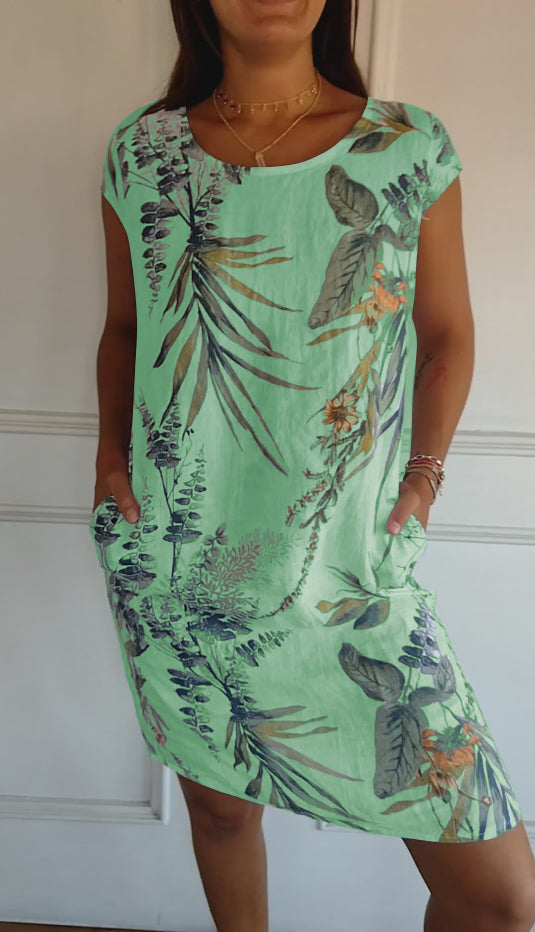 Jessica | Women Casual Leaf Print Summer Dress