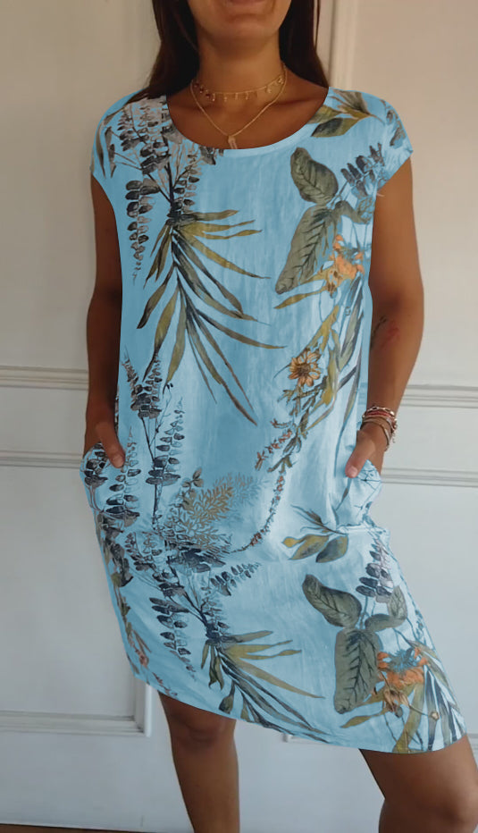 Jessica | Women Casual Leaf Print Summer Dress