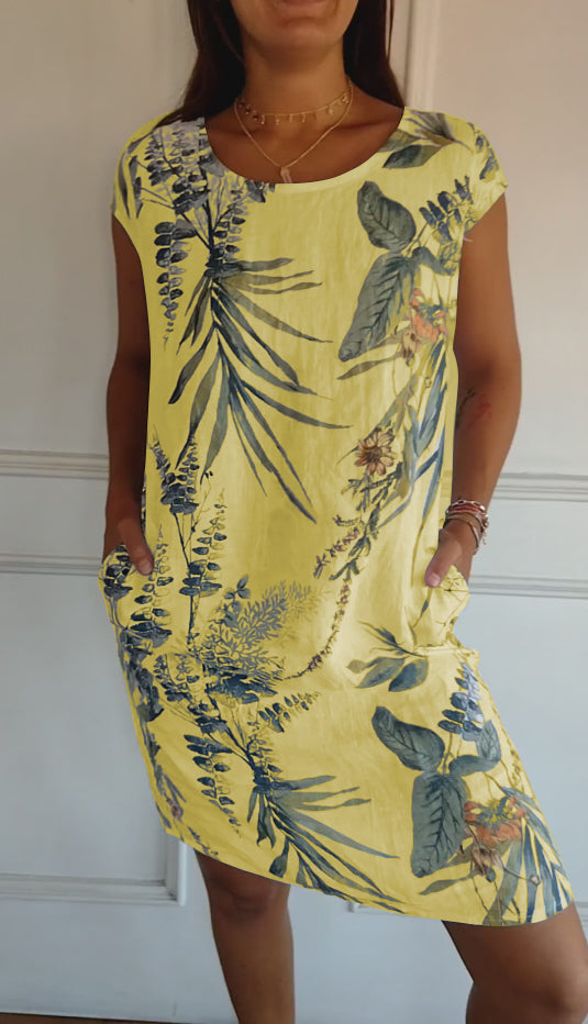 Jessica | Women Casual Leaf Print Summer Dress