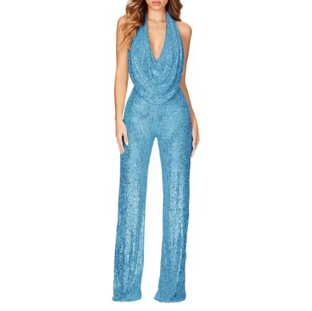 Rachel | Women Sequin Halter Neck Jumpsuit