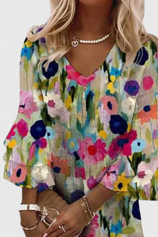 Chloe | Womens Floral V Neck Mini Dress