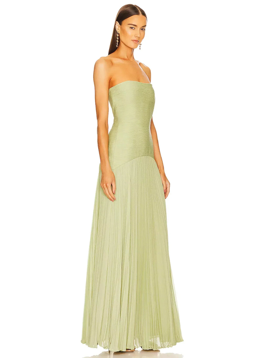 Clara | Women's Strapless Pleated Maxi Wedding Guest Dress