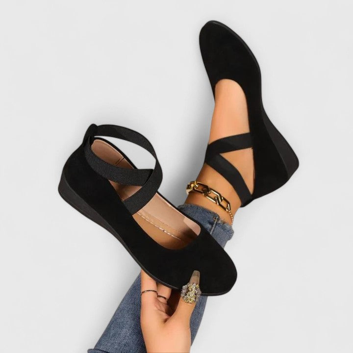 Alice | Women Spring Strappy Round-Toe Wedge Flats