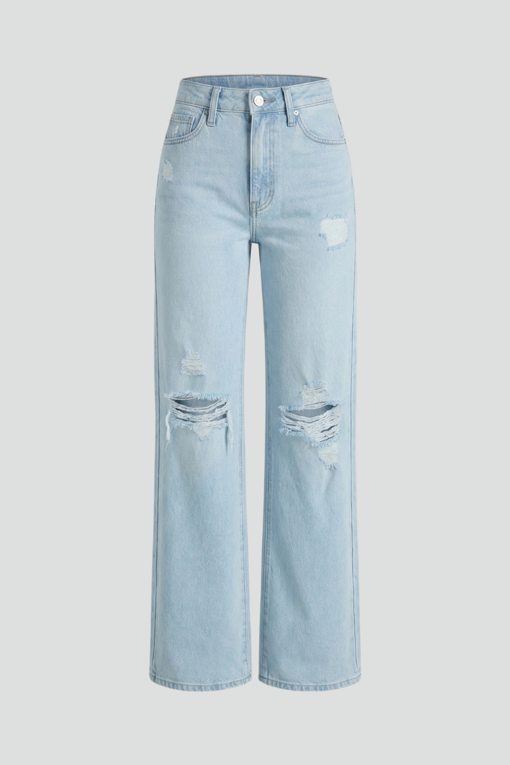 Laura | Women’s Wide-Leg Distressed High-Waist Jeans