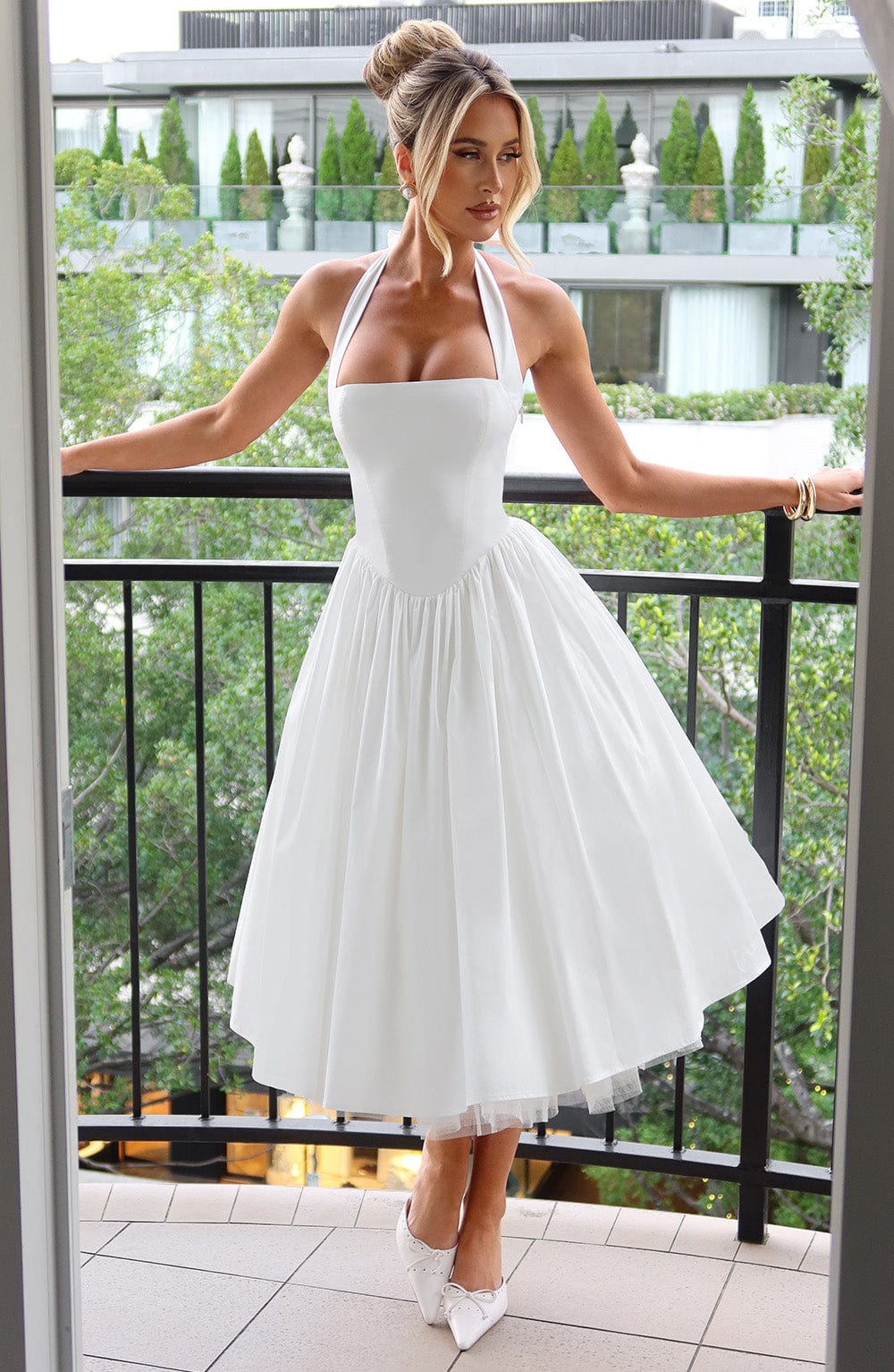 Arden | Women’s Wedding Guest Halter Midi Dress