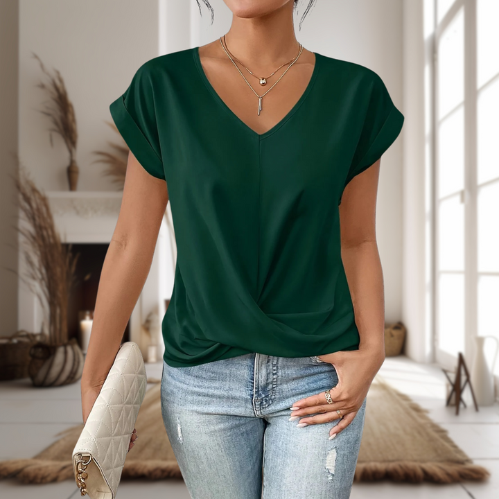 Charlotte | Women Elegant V Neck Twist Hem Blouse