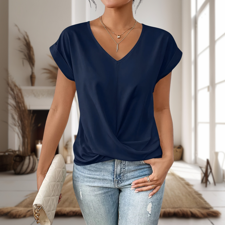 Charlotte | Women Elegant V Neck Twist Hem Blouse