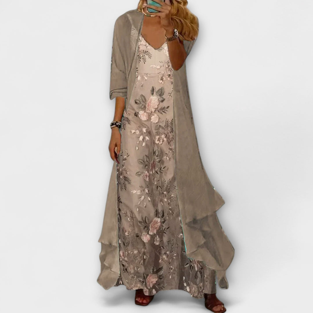 Rachel | Women’s Floral V Neck Layered Maxi Dress