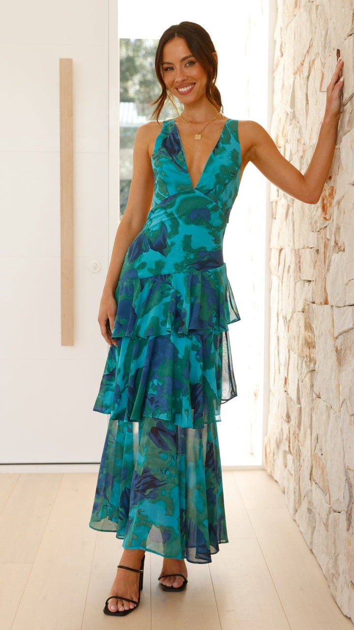 Millie | Women’s Elegant Floral Tiered Maxi Dress