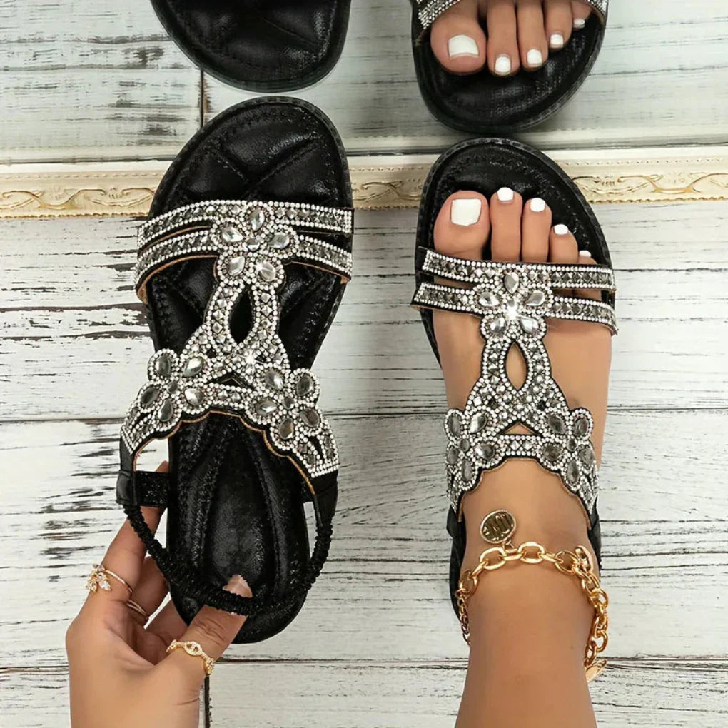Faith | Women’s Spring Floral Embellished Flat Sandals