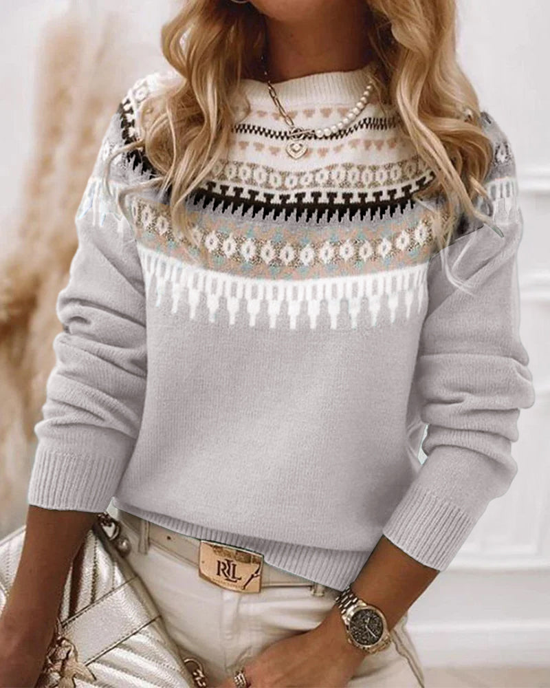 Maya | Women Spring Pattern Crewneck Sweater