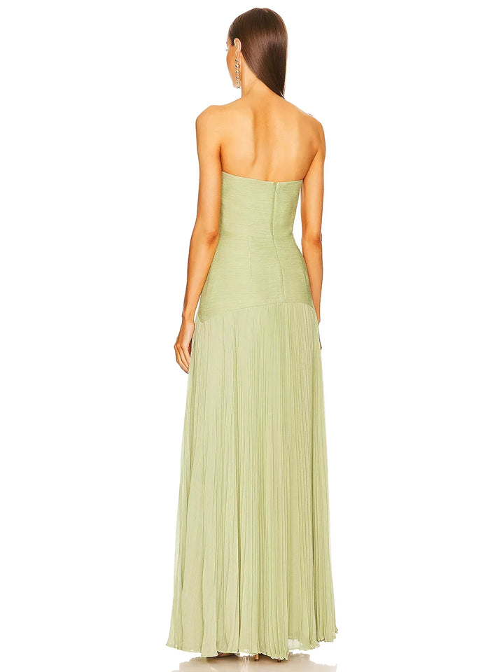 Clara | Women's Strapless Pleated Maxi Wedding Guest Dress