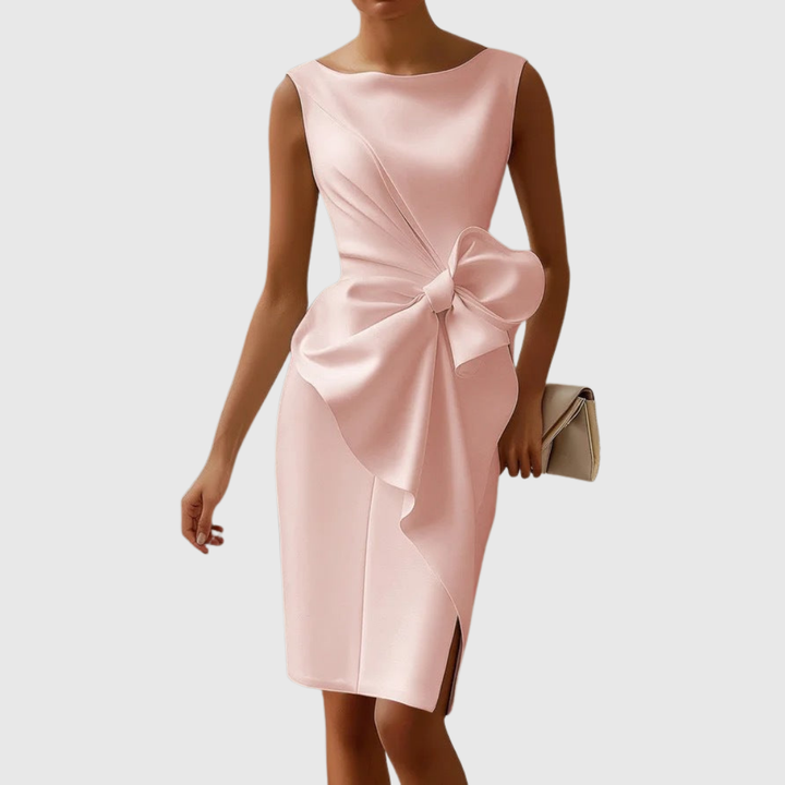 Olivia | Womens Elegant Bow Detail Midi Dress