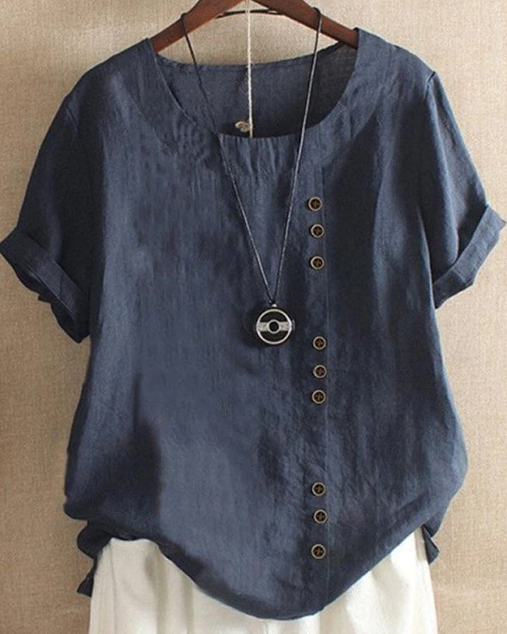 Delilah | Women Button Detail Casual Short Sleeve Blouse