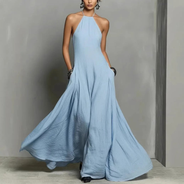 Scarlett | Women's Halter Neck Sleeveless Linen Blend Maxi Dress
