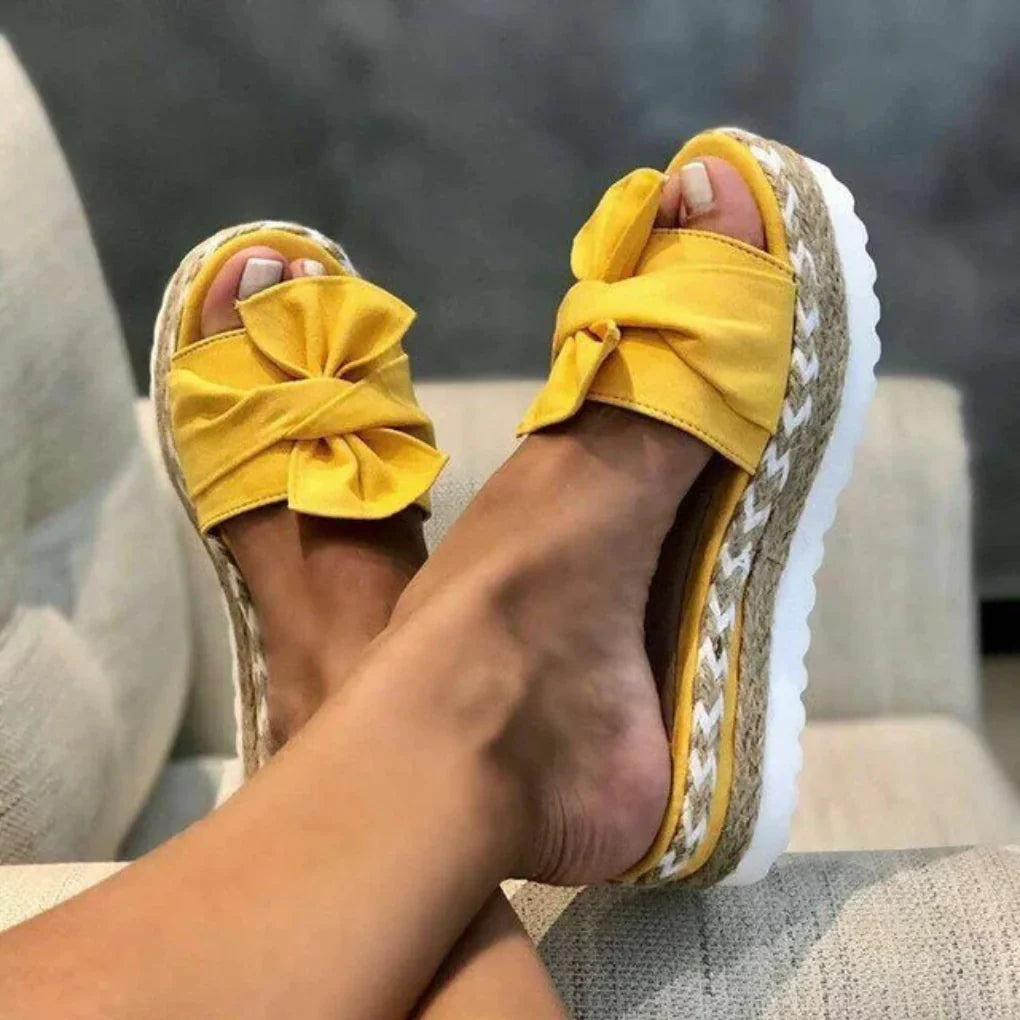 Fiona | Women’s Spring Bow Platform Slide Sandals