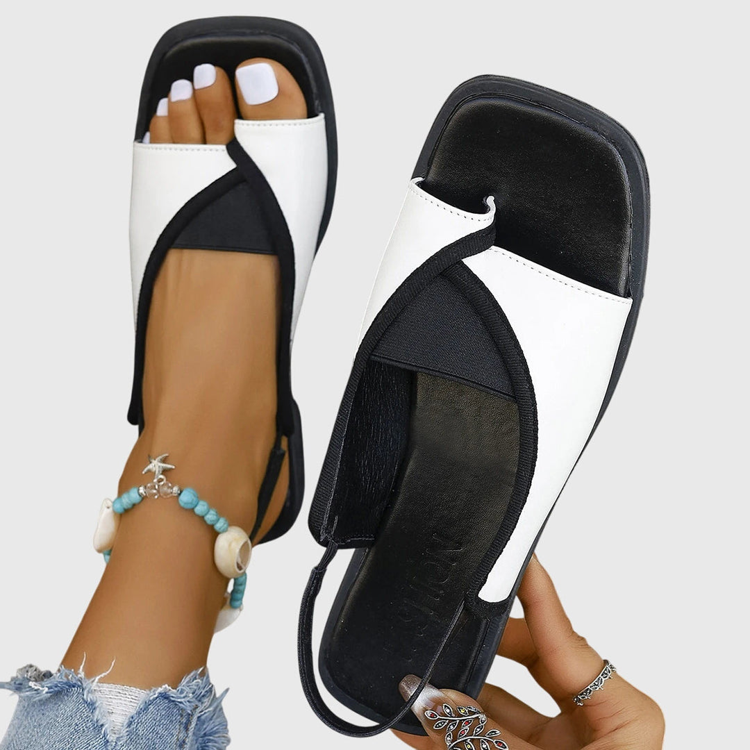 Mabel | Womens Contrast Strap Flat Sandals
